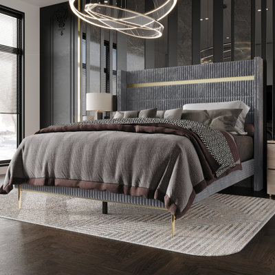 Anaika Corduroy Upholstered Low Profile Standard Bed