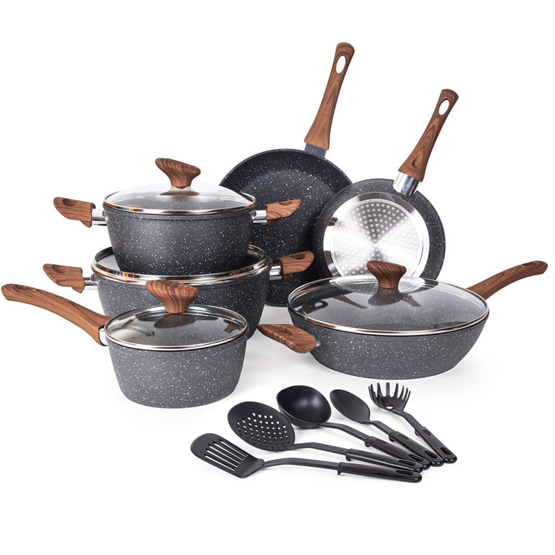 Raedawn 15 - Piece Aluminum Cookware Set