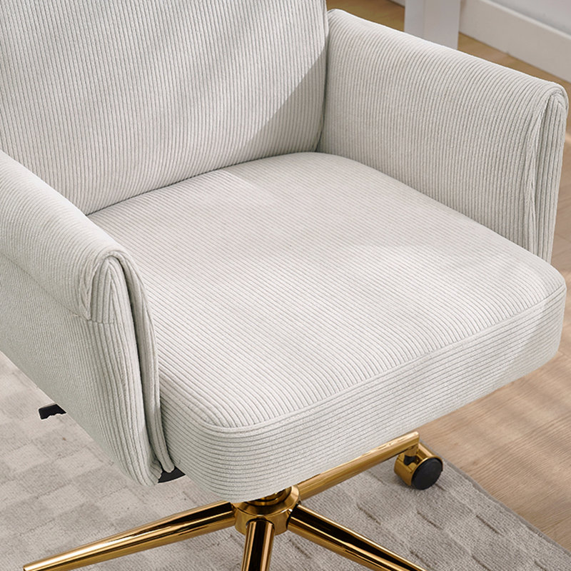 Mid-Back Liftable Office Chair, Striped Fabric, And Ergonomically Designed, Is An Excellent Choice For Working, Studying Or Relaxing. The Mid-Back Design Provides A Better Sitting Experience. White
