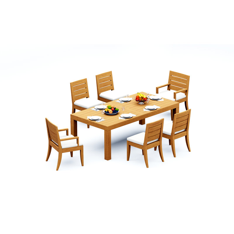 10 Seats 11 Pcs Grade-A Teak Wood Dining Set: 86" Canberra Rectangle Table And 10 Atnas  Chairs (2 Arm & 8 Armless Chairs) #11AT1902