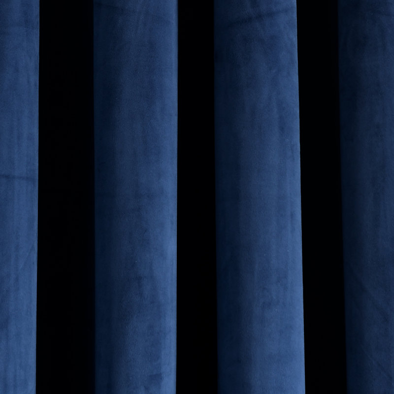 Prima Velvet Solid Blackout Polyester Curtain, Navy