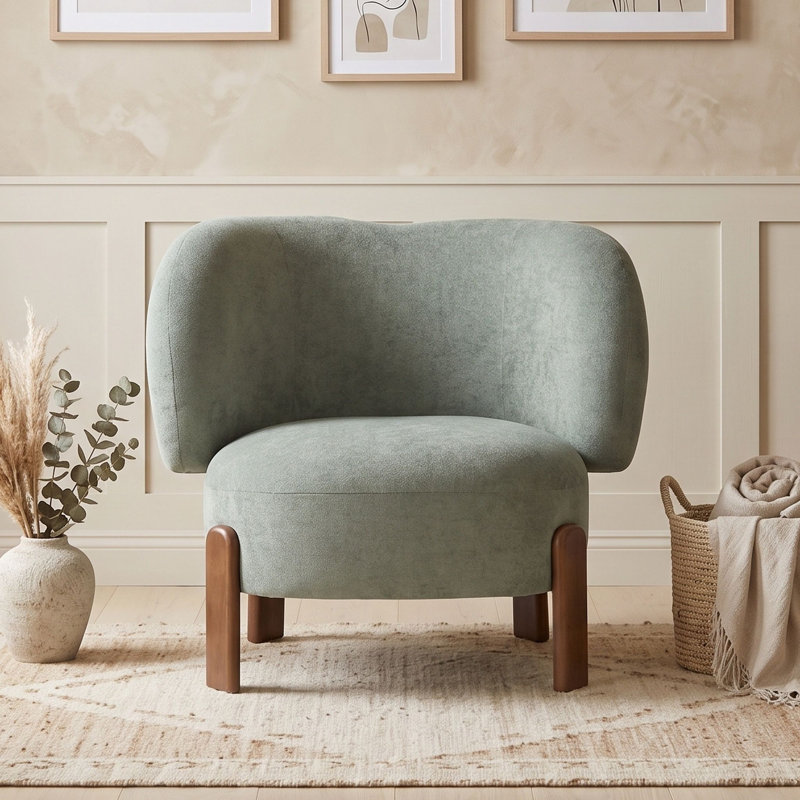 Fauteuil d'appoint rembourré à oreilles sans accoudoirs, Vert