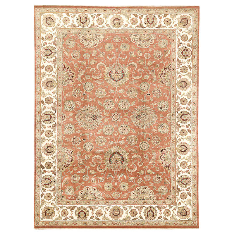 Tapis rouille et ivoire noué à la main de haute qualité