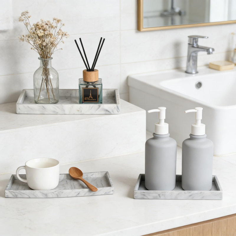 Ensemble de plateau de meuble-lavabo en silicone pour comptoir de salle de bain et de cuisine, porte-savon antidérapant et organisateur de bijoux, plateau de bureau imperméable et incassable