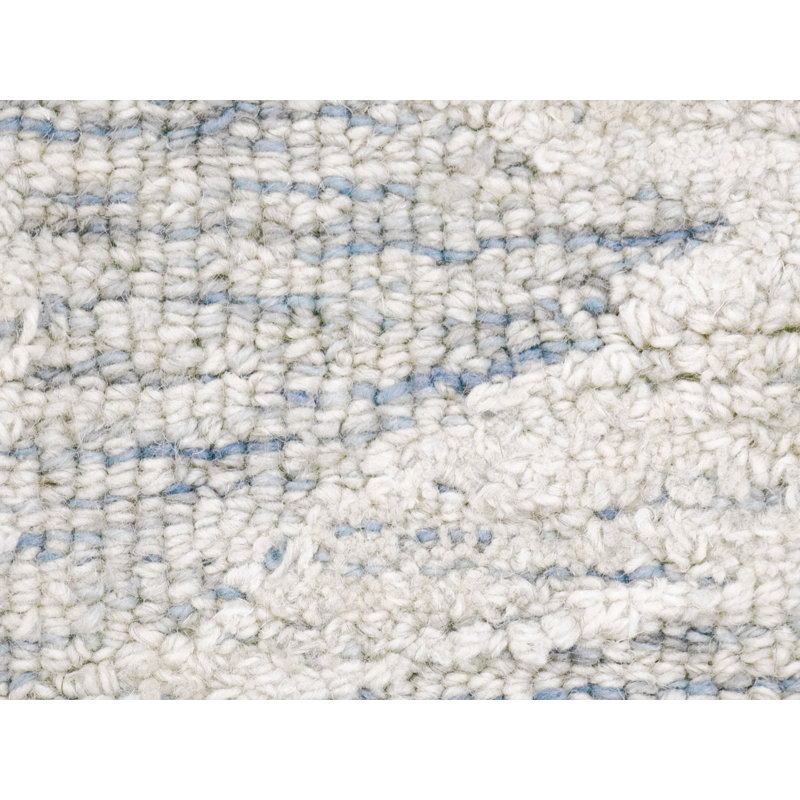 Tapis ivoire / bleu touffeté à la main Harmony, 9 pi 9 po x 13 pi 9 po