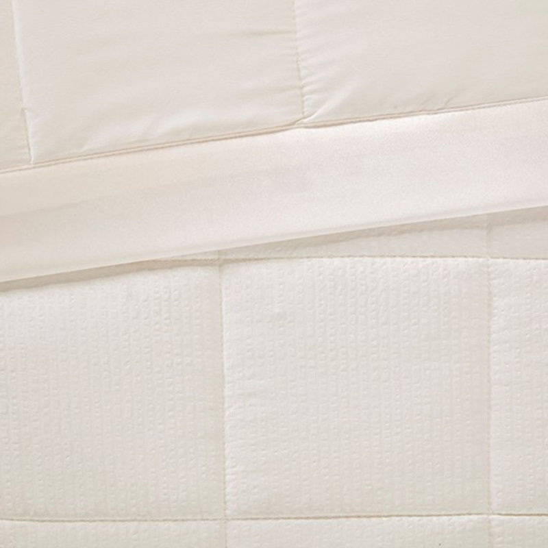 Très grande couverture en duvet synthétique avec bordure en satin, Ivoire ivoire, Double