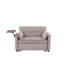 Canapé-lit en velours gris avec causeuse et table d'appoint