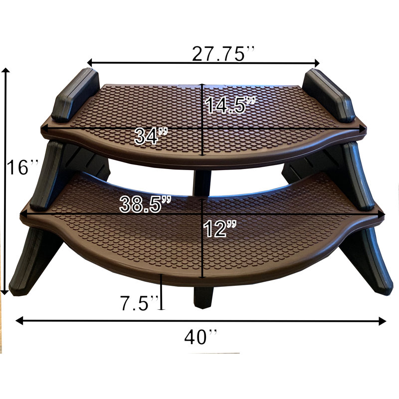 40-Inch Coffee Plastic Spa Step with Oversized Treads