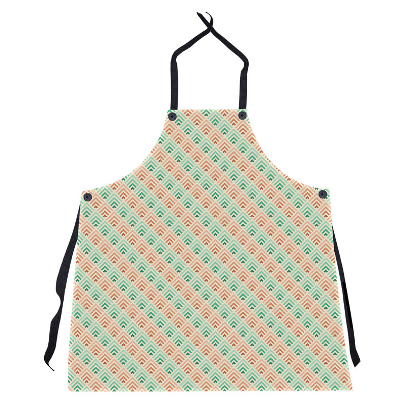 Tablier de motif géométrique classique, Vert jaune / orange