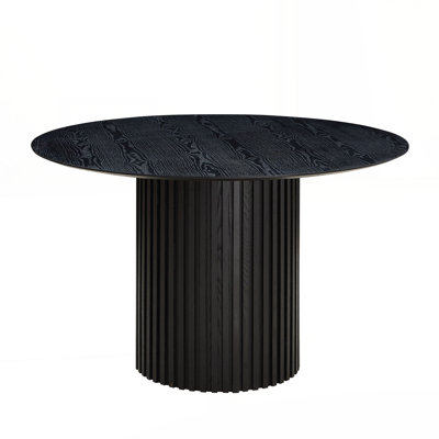 46.45 inch MDF Dining Table for Dining Room Round Dinner Tables Mid-Century Modern Table BLACK