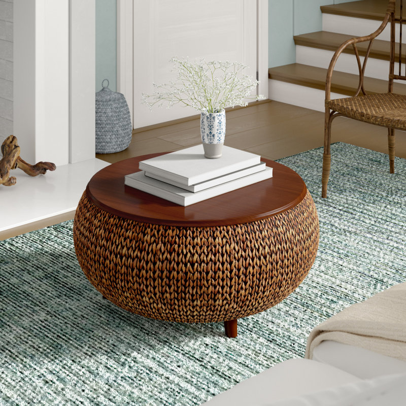 Tampa Solid Wood Top Single Coffee Table, Gold