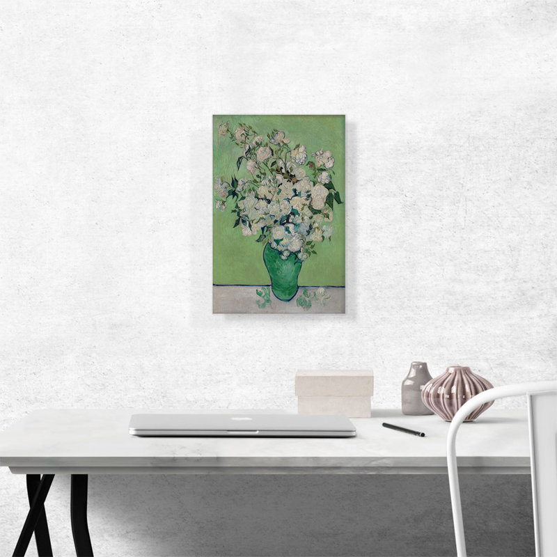 " Roses 1890 " by Vincent Van Gogh Painting Print, 18" H x 12" W x 1.5" D
