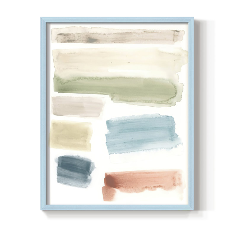 Watercolor Swatches I, reproduction encadrée - bois massif, Bleu, H 10 po x l 8 po