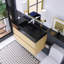 36 po W Meuble-lavabo mural simple avec lavabo noir-106950564