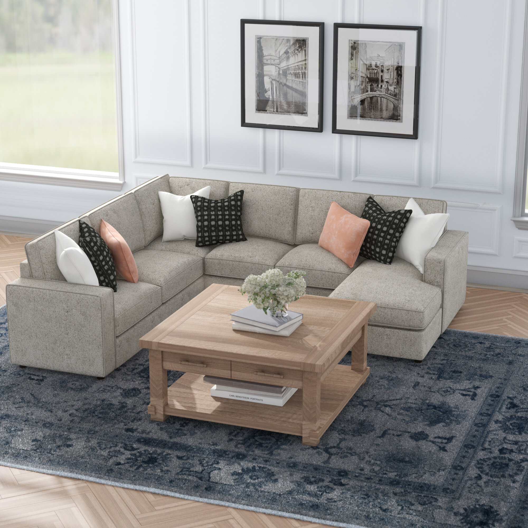 Left hand sectional with outlet chaise