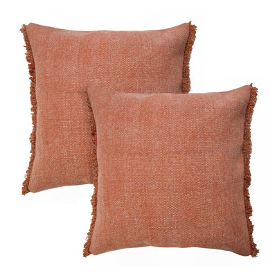 Contemporary Solid Stonewashed Cotton Throw Pillow Set