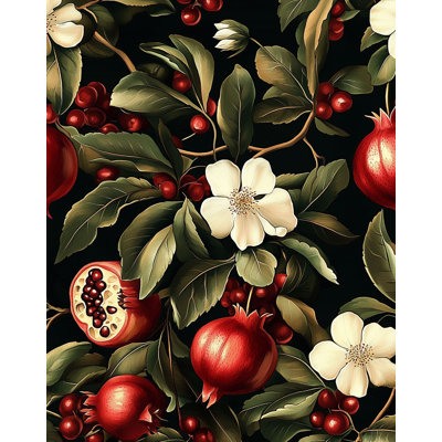 Papier peint luxuriant Pomegranate & Blossoms