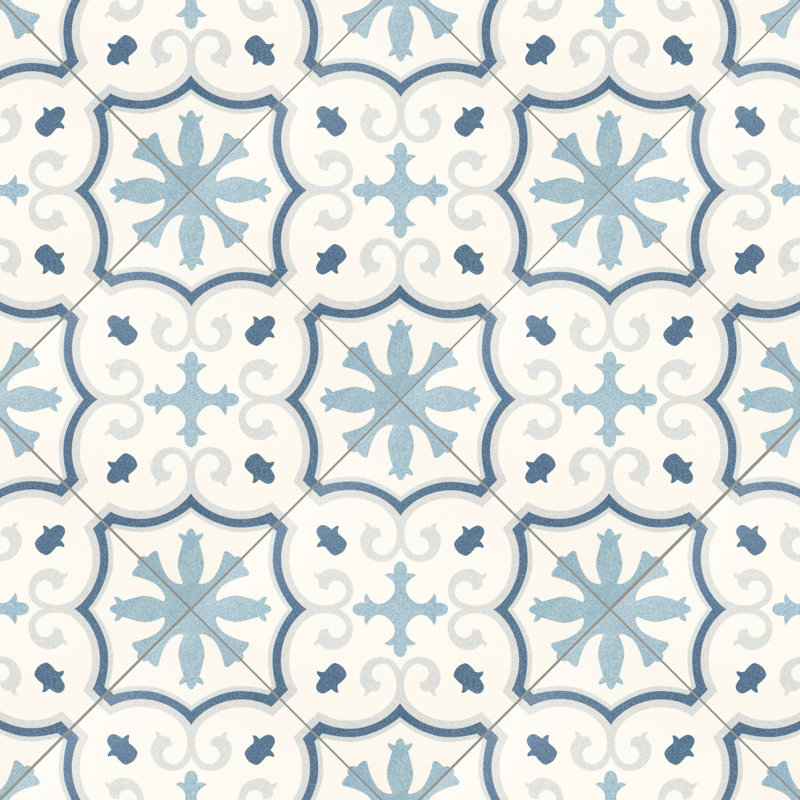 Monteca 10" x 10" Porcelain Patterned Wall & Floor Tile, Blue
