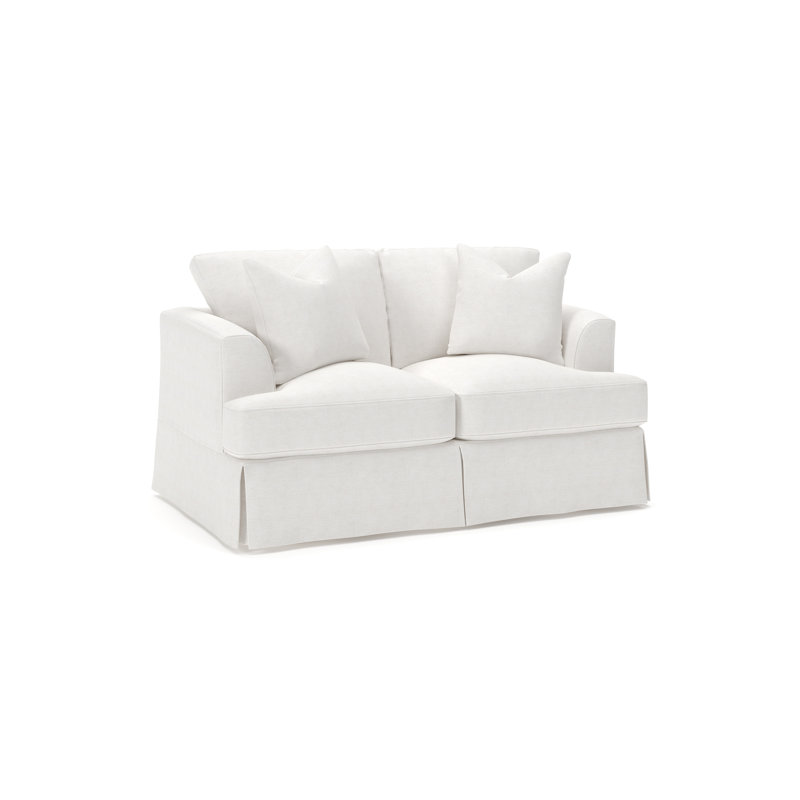 Causeuse à accoudoirs encastrés de 65,5 po Lucia, Chenille Nompton Snow Crypton®