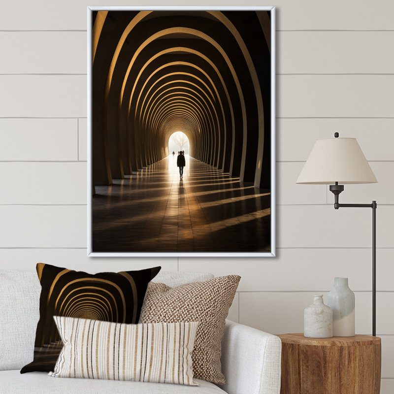 Beige Tunnel Timeless Classic Passage sur toile, H 40 po x l 30 po x P 1,5 po, Cadre flottant blanc