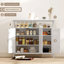 Kitchen Sideboard, Rectangular Buffet Table with Open Shelf, 2 Cabinets, Adjustable Shelves for Living Room, Dining Room, White