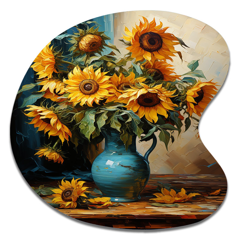 Chef-d'œuvre de tournesols par Van Gogh II - art mural asymétrique en forme de goutte, H 33 po x l 33 po