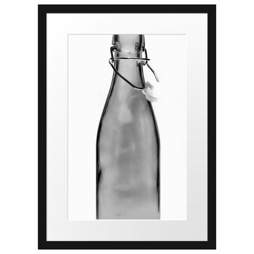 Gerahmtes Poster Blaue Glasflasche