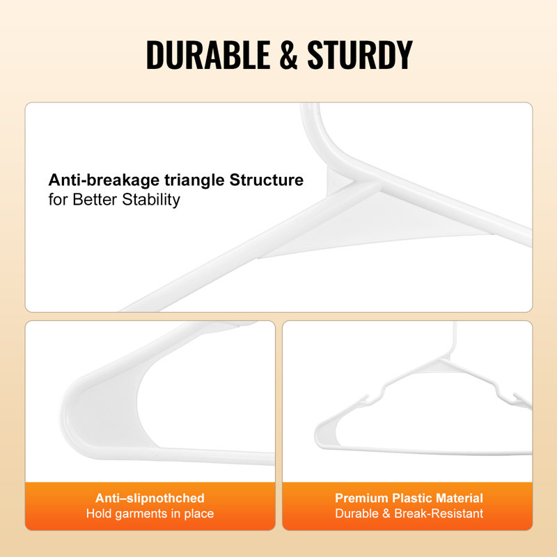 Cintres ultraminces (0,5 cm), ensemble de 50 cintres en plastique blanc avec structure triangulaire stable et encoche plus large, antidérapants et peu encombrants, pour chemises, débardeurs et pantalons, compatibles avec les t-shirts.