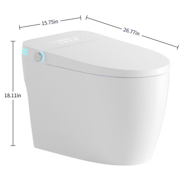Smart Toilet With Built - In Bidet, One Piece Bidet Seat, Auto Flush, Open/Close, Heated Warm Water And Dry, Adjustable Temp, Remote Control, Sensor Open/Close Cover, Multiple Wash Modes, Night ,