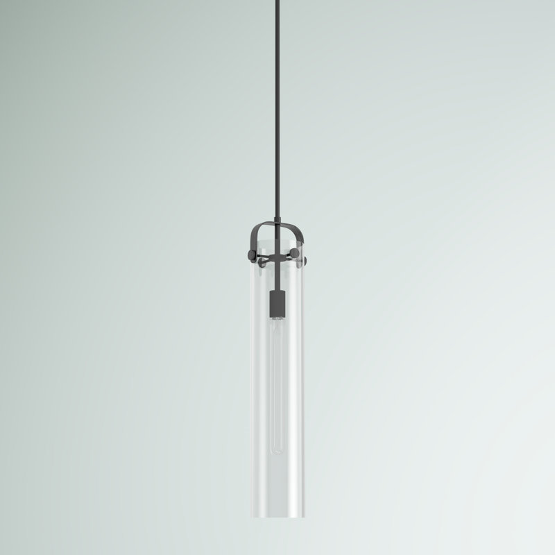 Luminaire suspendu cylindrique à 1 lumière Fenecia, Noir mat