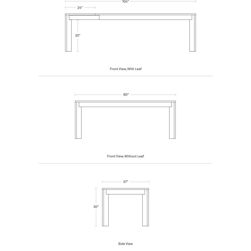 Moreover Solid Wood Dining Table, White Oak, 37" W x 104" L