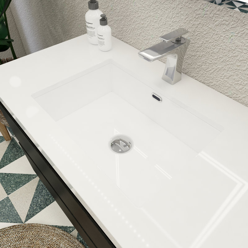 Amahd Single Bathroom Vanity with Acrylic Top, Rich Black