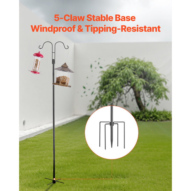 Double Shepherds Hooks for Outdoor, 8 Pack 76 Inch Heavy-Duty Bird Feeder Pole, 3/4 Inch Thick Garden Hooks for Hanging Hummingbird Feeder, Plant Baskets, Solar Light Lanterns, Wind Chimes