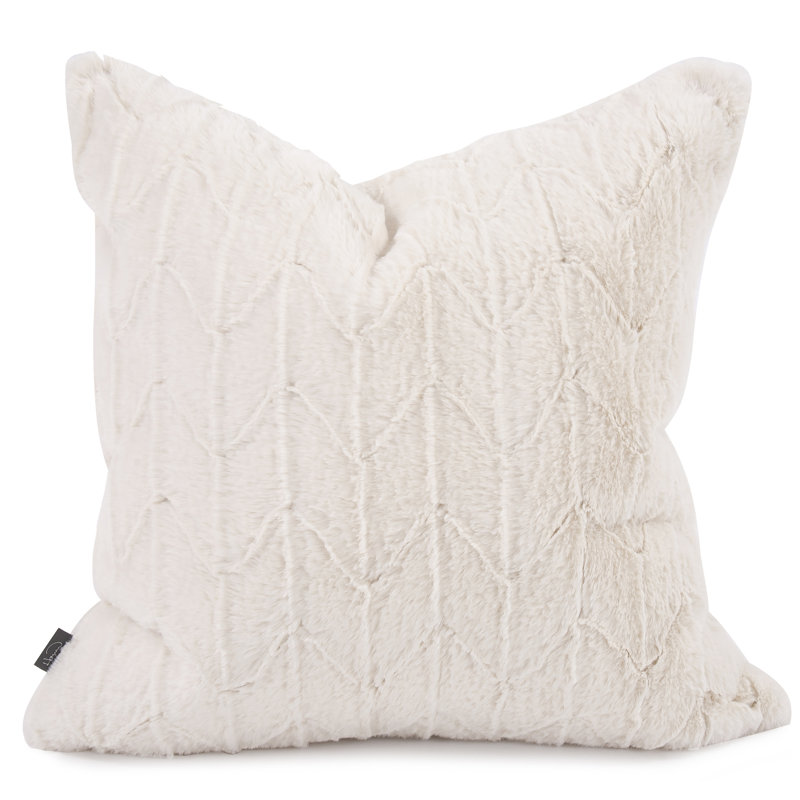 Faux Fur Throw Pillow, 24" H x 24" W, White
