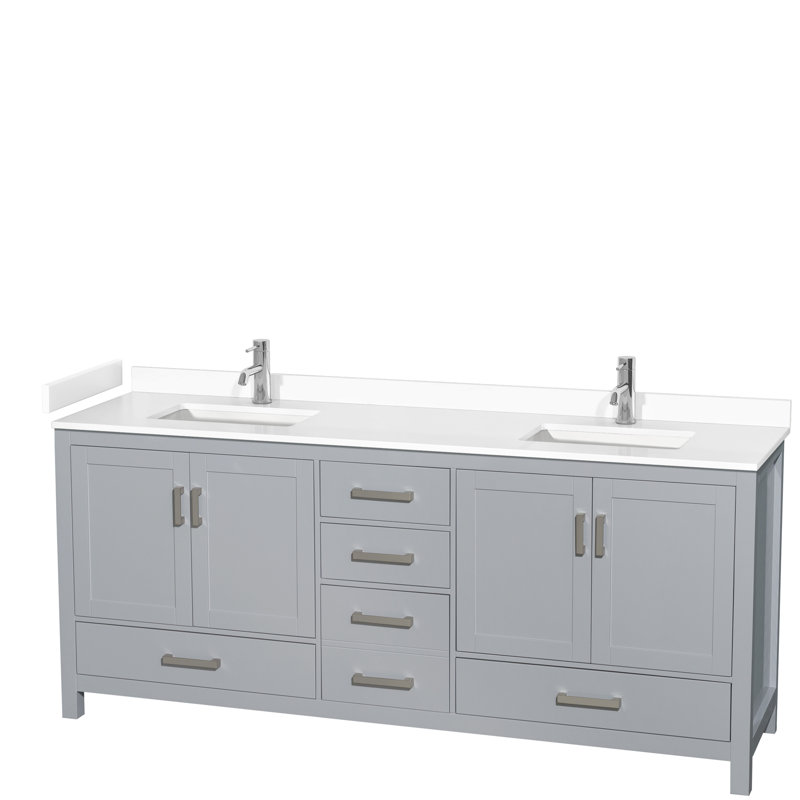 Sheffield 79" Double Bathroom Vanity Base Only, Gray