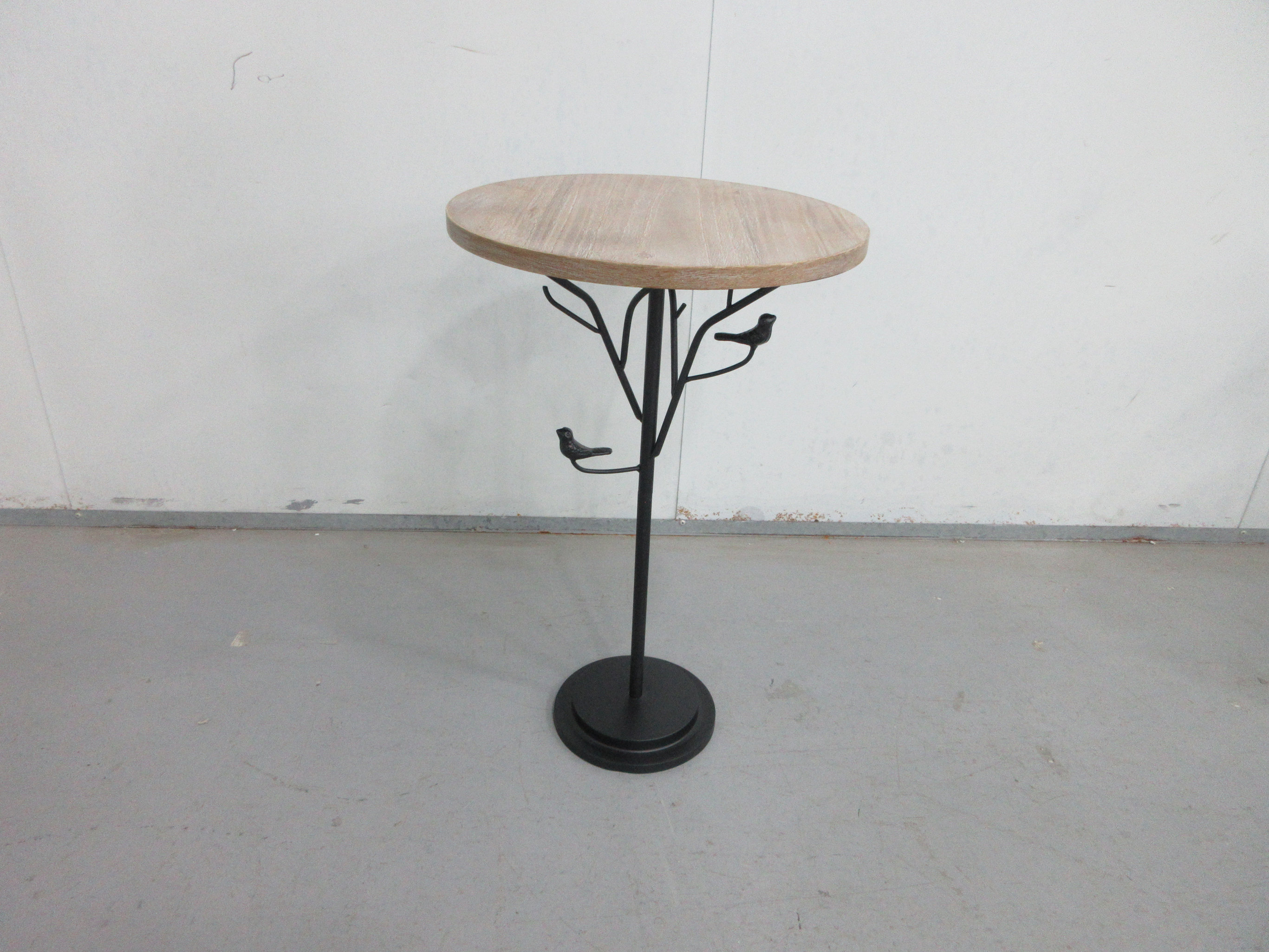 Small Round Drink Table For Tight Spaces - 24" High Pedestal Side Table With Wooden Top For Living Room, Bedroom, Bar