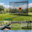 Filet de pratique de golf 10 x 8 pi avec retour automatique des balles, barrières latérales, tapis et cibles, structure en acier pour l'entraînement intérieur et extérieur