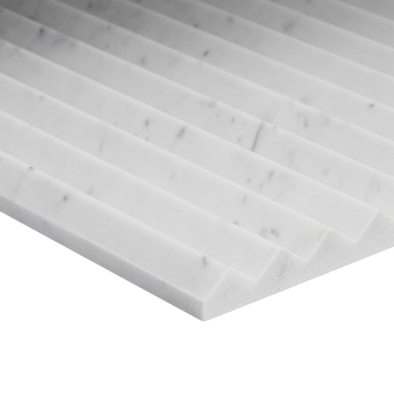 Stonework Carrara White 12x24 Marble Tile, Peak 3D Satin