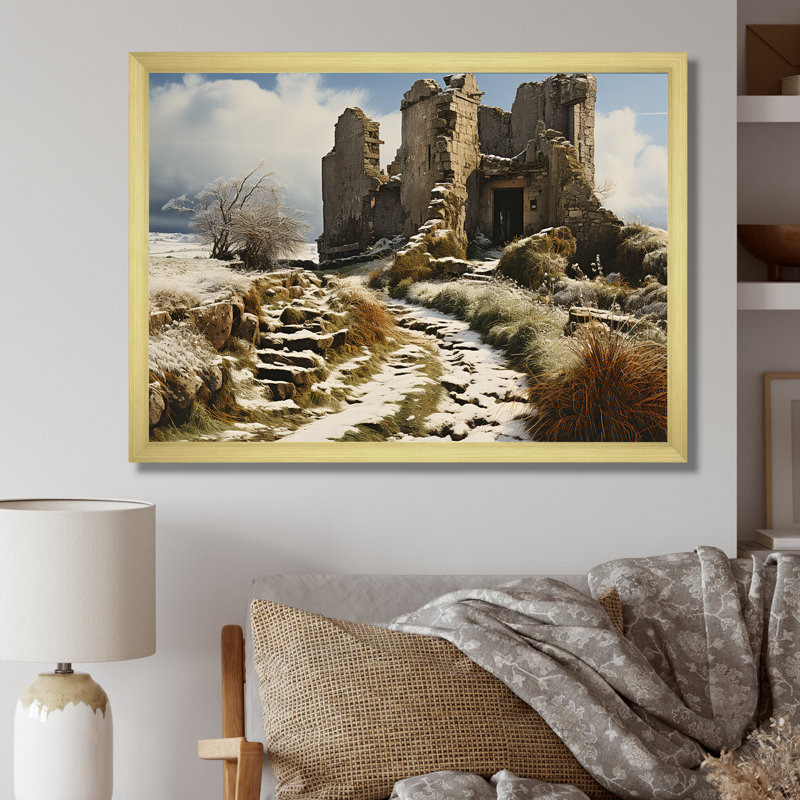 " Castles Winter Beauty ", Gold Single Picture Framed, 12" H x 20" W x 1" D