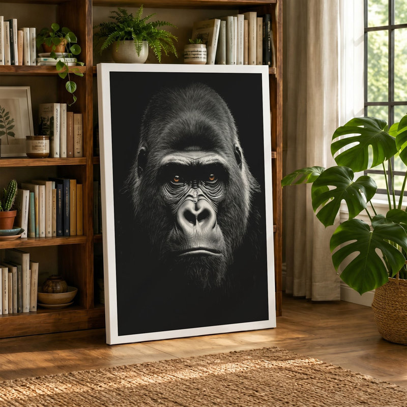Gorilla Portrait Modern - Wrapped Canvas, 24x16 - 61.0 x 40.6 cm, Cream Border