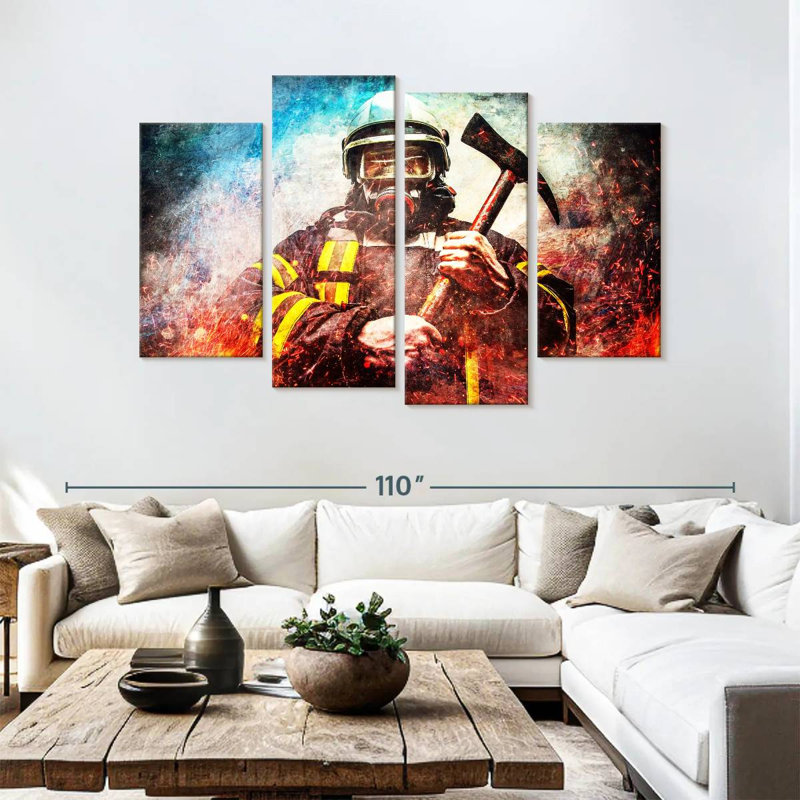 Lelar Masked Firefighter, 54" H x 84" W