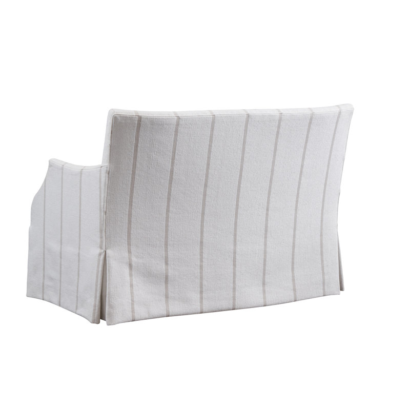 White Fabric Settee with Down Fill Cushions and Tight Back