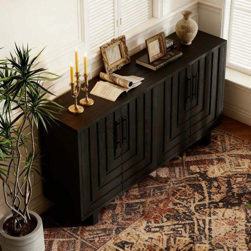 armoire de rangement avec 4 portes, Noir