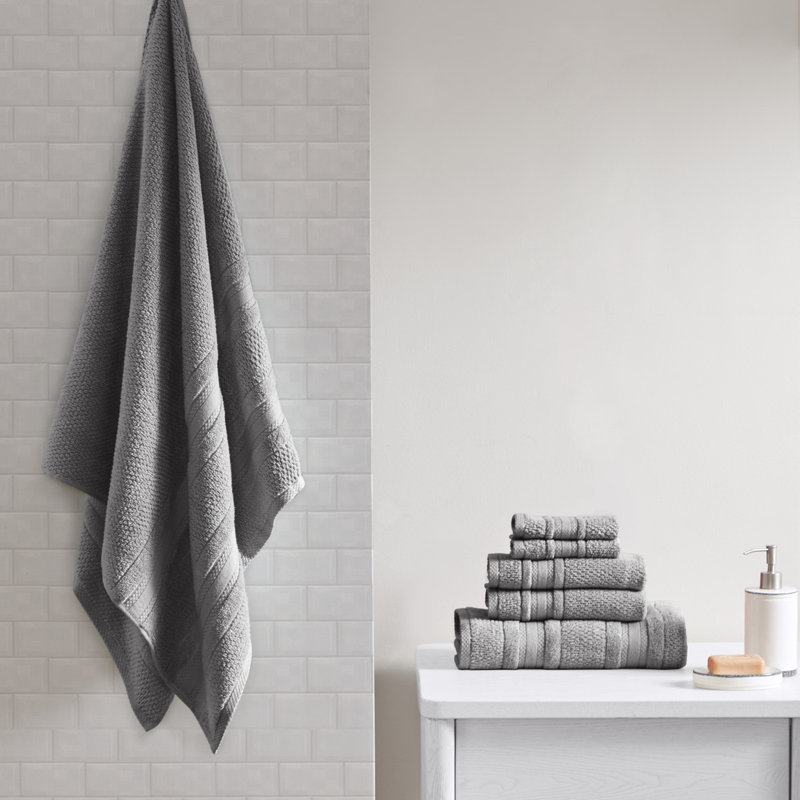 Soft Cotton Quick Dry Bath Towel 6-piece Set – Zero Twist Absorbent Lightweight Towels, Dark Gray