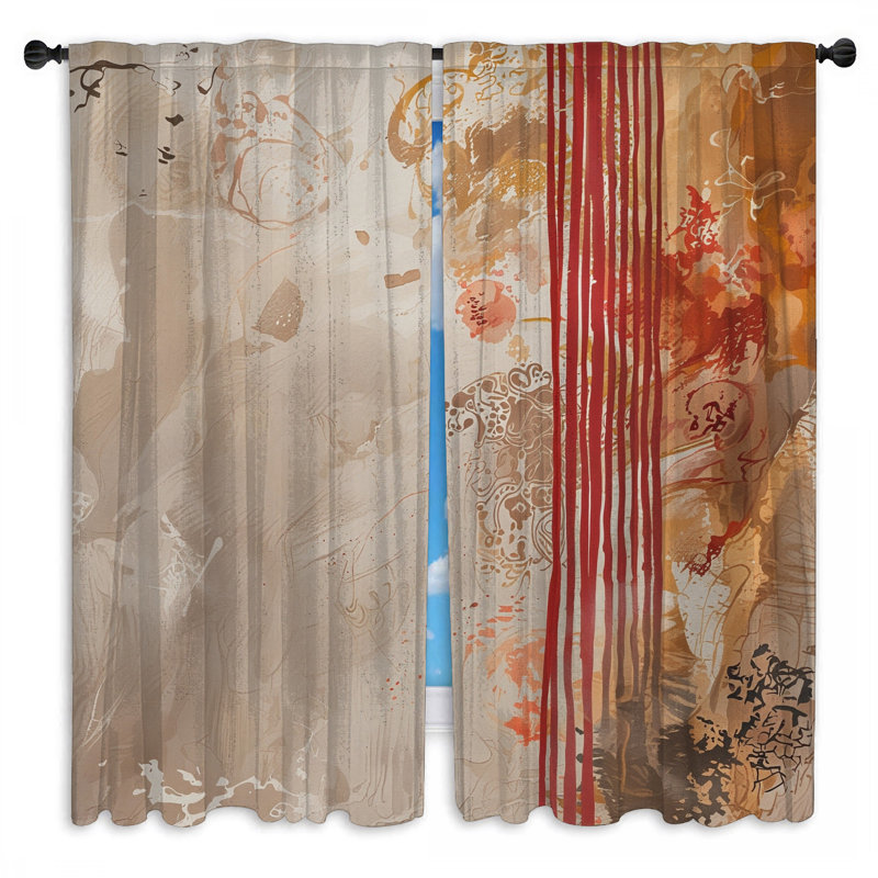 Rideaux de fenêtre abstraits abstraits et transparents - 2 panneaux, 40in x 50in - 2 panels, Transparent