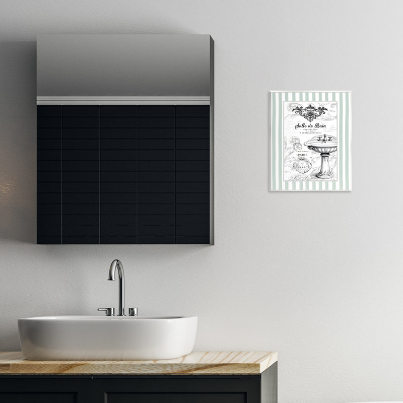 Plaque murale française à rayures pour lavabo de salle de bain, design par lettré et doublé
