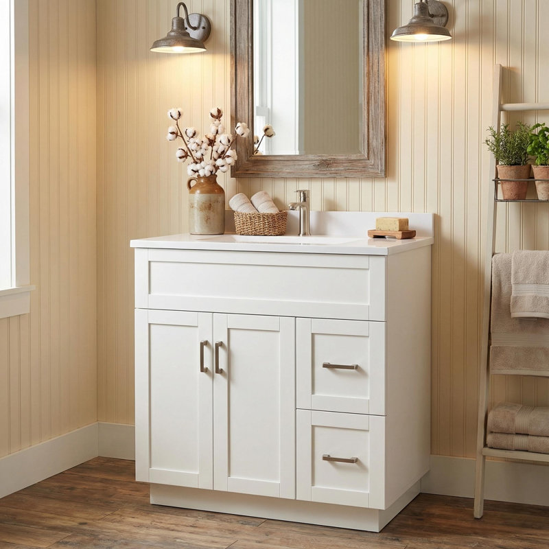 Homy Casa 30" Bathroom Vanity with Sink, 2 Doors, 2 Drawers, Adjustable Shelf, Soft-Close Design