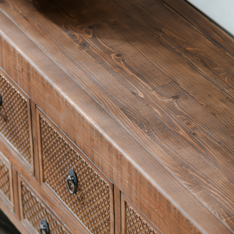 Lahey 93'' W Solid Wood Console Table, Mission Brown
