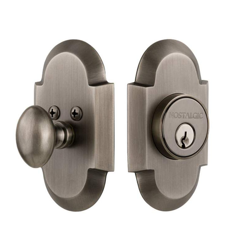 Nostalgic Warehouse Cottage Plate Single Cylinder Deadbolt, Antique Pewter