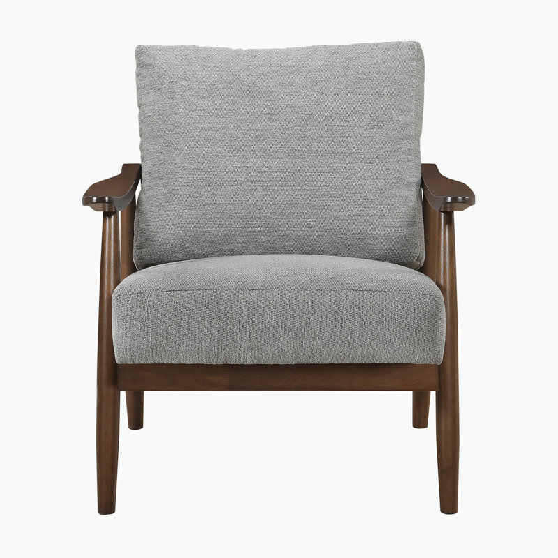 Chaise d'appoint Cardone 31 po Mid-Century avec revêtement en chenille, structure en bois d'hévéa massif, ressorts en mousse